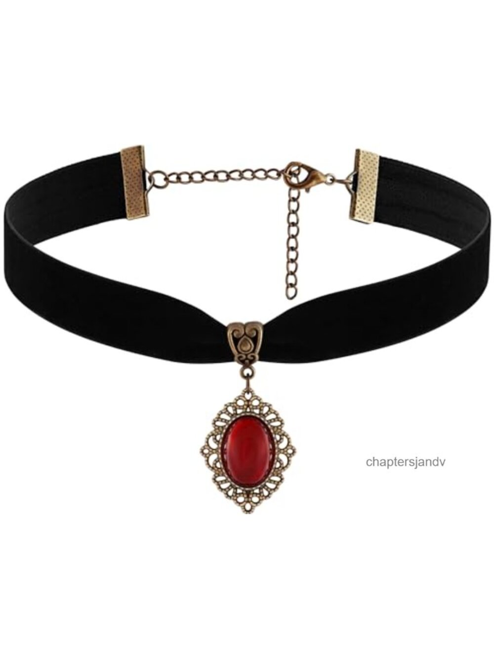 Velvet Victorian Choker Necklace Gothic Vintage Glass Teardrop Pendant